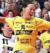Camilla Thorsen in der Luft - HC Leipzig  (Saison 2005/06)<br />Foto: Heiner Lehmann/sportseye.de