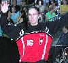Magdalena Chemicz mit ausgebreiteten Armen - Polen im Testspiel gegen Deutschland  (November 2005)<br />Foto: Hermann Jack