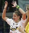 Chana Masson-de Souza gibt ihrer Abwehr Anweisungen im Spiel gegen Dortmund (28.01.2007)<br />Foto: <a href="http://www.sportseye.de">sportseye.de</a>