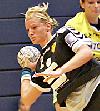 FHC-Neuzugang Christine Beier, hier im Spiel gegen Gastgeber Markranstädt, erreichte mit ihrem Team das Halbfinale des Piranhas-Cups.