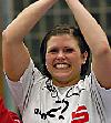 Annika Hermenau freut sich nach dem Sieg über Bietigheim<br />Foto: <a href="http://www.sportseye.de/">sportseye.de</a>