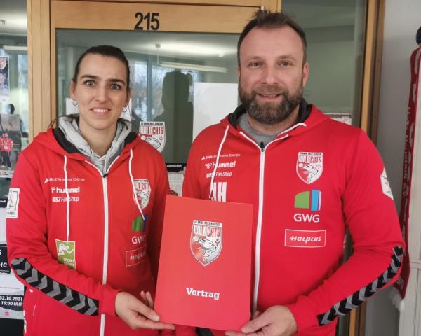 Cecilie Woller und Geschäftsführer Jan-Henning Himborn - SV Union Halle-Neustadt